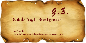 Gabányi Benignusz névjegykártya
